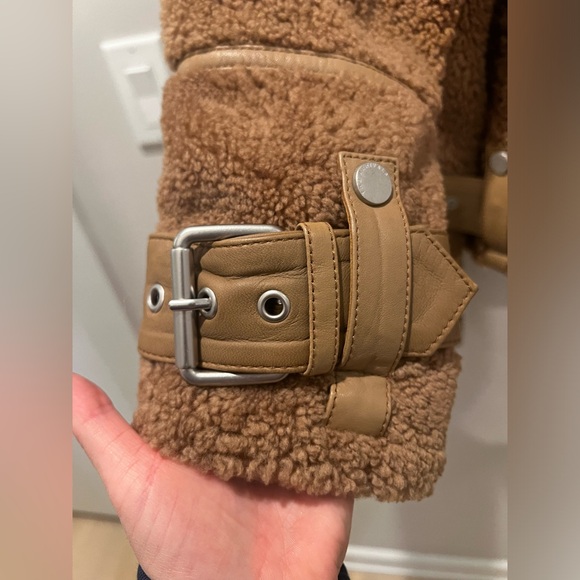 The Arrivals 100% shearling camel motorcycle coat XS - Picture 4 of 9